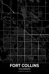 Fort Collins Colorado City Map Print