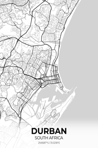 Durban South Africa City Map Print