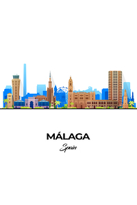 Malaga Spain City Skyline Print