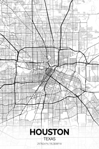 Houston Texas City Map Print