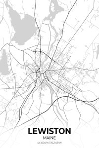 Lewiston Maine City Map Print