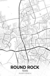 Round Rock Texas City Map Print