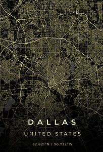 Dallas Texas City Map Print