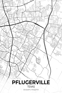 Pflugerville Texas City Map Print