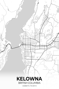 Kelowna British Columbia City Map Print