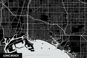 Long Beach California City Map Print