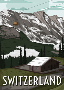vecteezy winter in switzerland poster illustratio