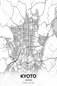 Kyoto Japan City Map Print