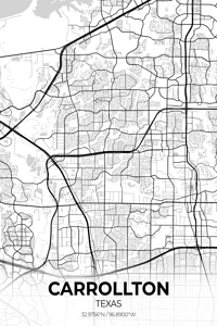 Carrollton Texas City Map Print