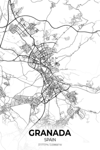 Granada Spain City Map Print