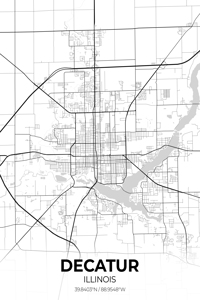 Decatur Illinois City Map Print