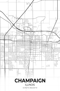 Champaign Illinois City Map Print