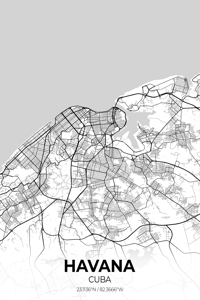 Havana Cuba City Map Print