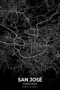 San Jose Costa Rica City Map Print