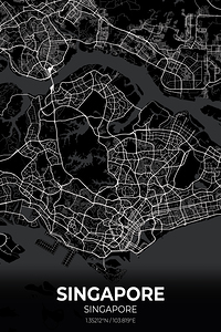 Singapore City Map Print