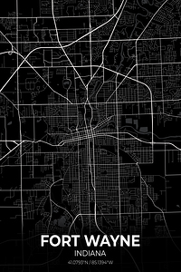 Fort Wayne Indiana City Map Print