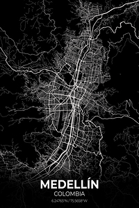 Medellin Colombia City Map Print