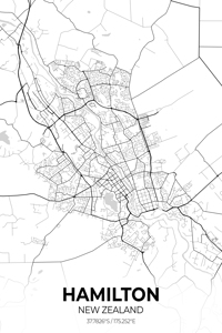 Hamilton New Zealand City Map Print