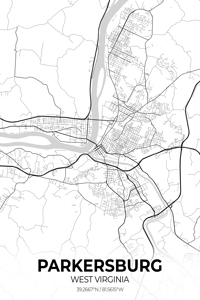 Parkersburg West Virginia City Map Print