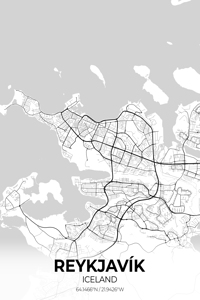 Reykjavik Iceland City Map Print
