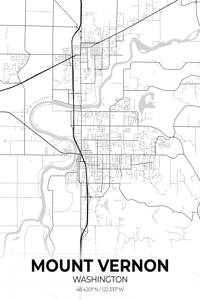 Mount Vernon Washington City Map Print