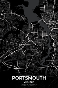 Portsmouth Virginia City Map Print