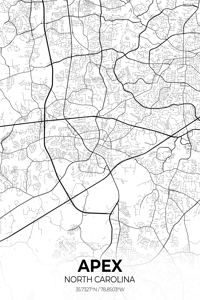 Apex North Carolina City Map Print