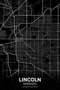 Lincoln Nebraska City Map Print