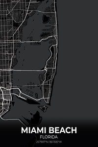Miami Beach Florida City Map Print