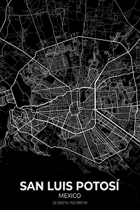 San Luis Potosi Mexico City Map Print