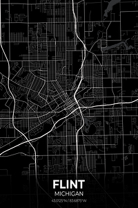 Flint Michigan City Map Print