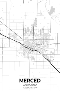 Merced California City Map Print