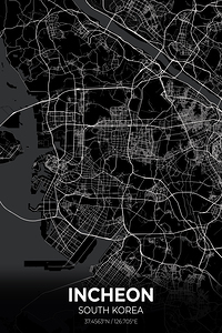 Incheon South Korea City Map Print