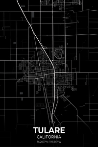 Tulare California City Map Print