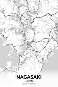 Nagasaki Japan City Map Print