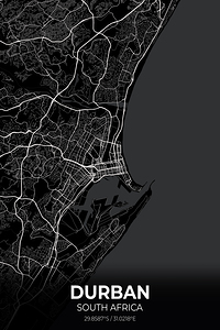 Durban South Africa City Map Print