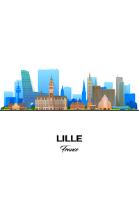 Lille France City Skyline Print