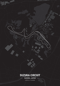 Suzuka Circuit Race Track Map Print