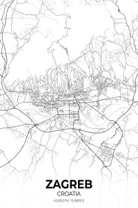 Zagreb Croatia City Map Print