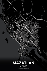 Mazatlan Mexico City Map Print