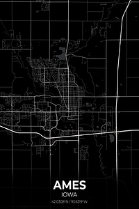 Ames Iowa City Map Print