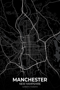 Manchester New Hampshire City Map Print