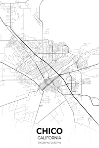 Chico California City Map Print