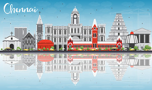 Chennai India City Skyline Print