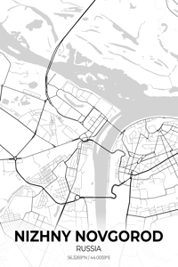 Nizhny Novgorod Russia City Map Print