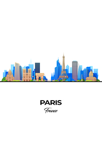 Paris France City Skyline Print