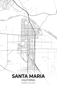 Santa Maria California City Map Print