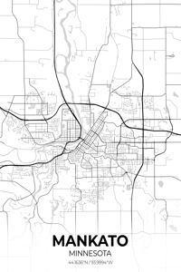 Mankato Minnesota City Map Print