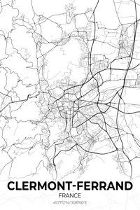 Clermont Ferrand France City Map Print