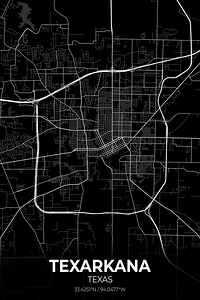 Texarkana Texas City Map Print